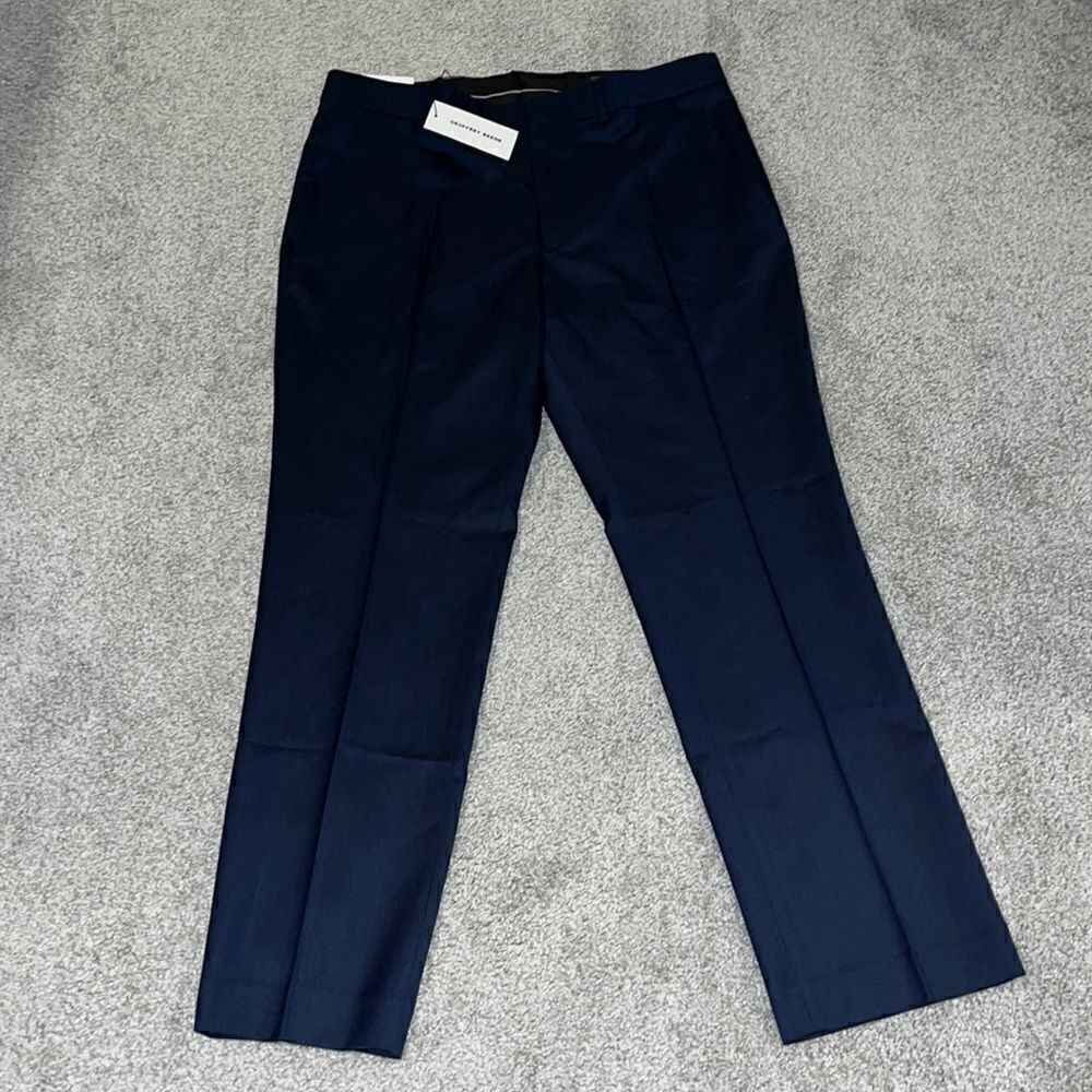 𝅺Geoffrey Beene Flat front Navy Blue Traveller Go Travel pants Trousers 34/30